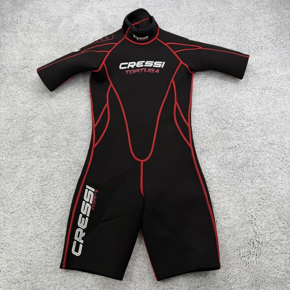 Cressi Tortuga Shorty Wetsuit Men XS Black Red One Piece Scuba Kayaking Surfing